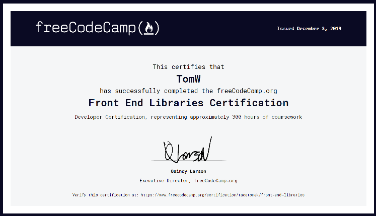 free code cmap frotn end libraries certificate