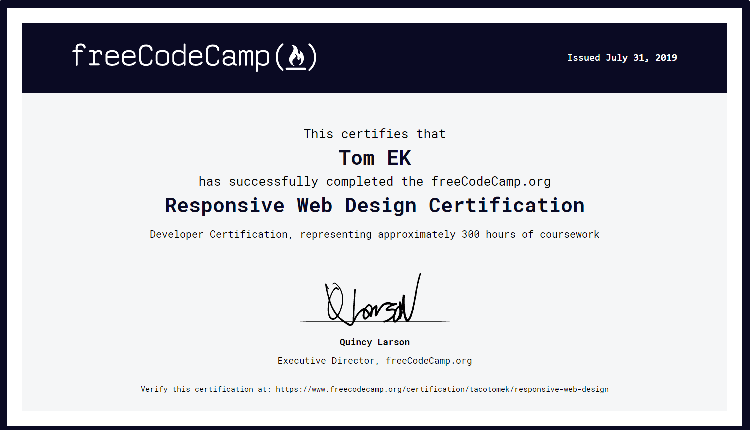 free code camp responsive web design certificate